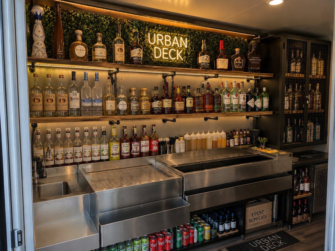 The bar at Urban Deck serving drinks during an event