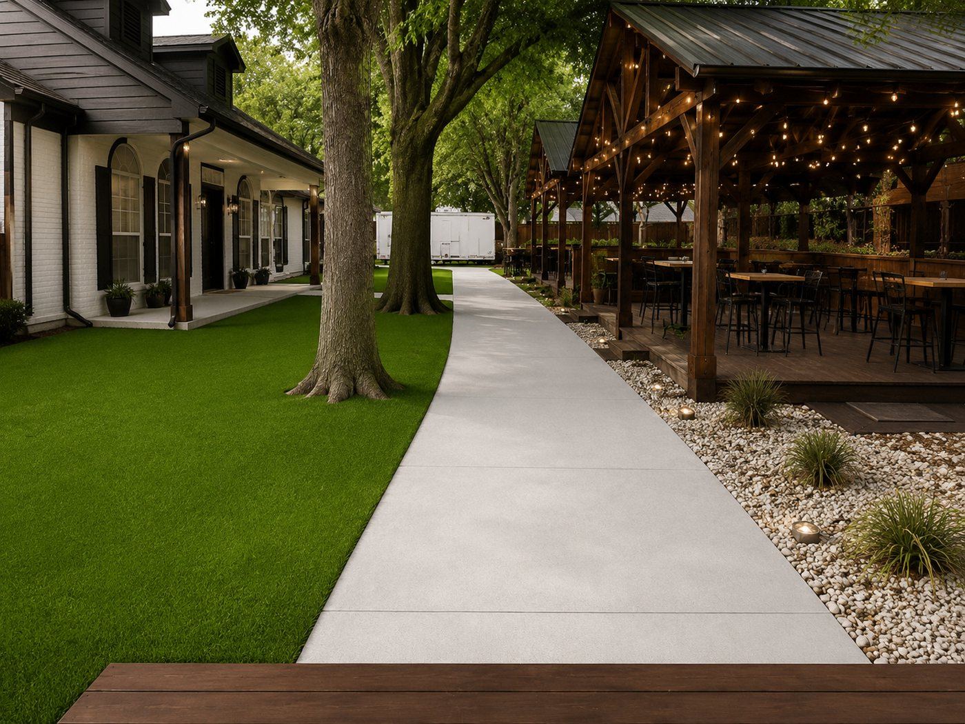 Urban Deck garden patio arranged for a corporate gathering